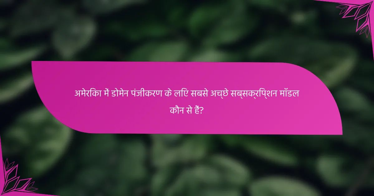 अमेरिका में डोमेन पंजीकरण के लिए सबसे अच्छे सब्सक्रिप्शन मॉडल कौन से हैं?