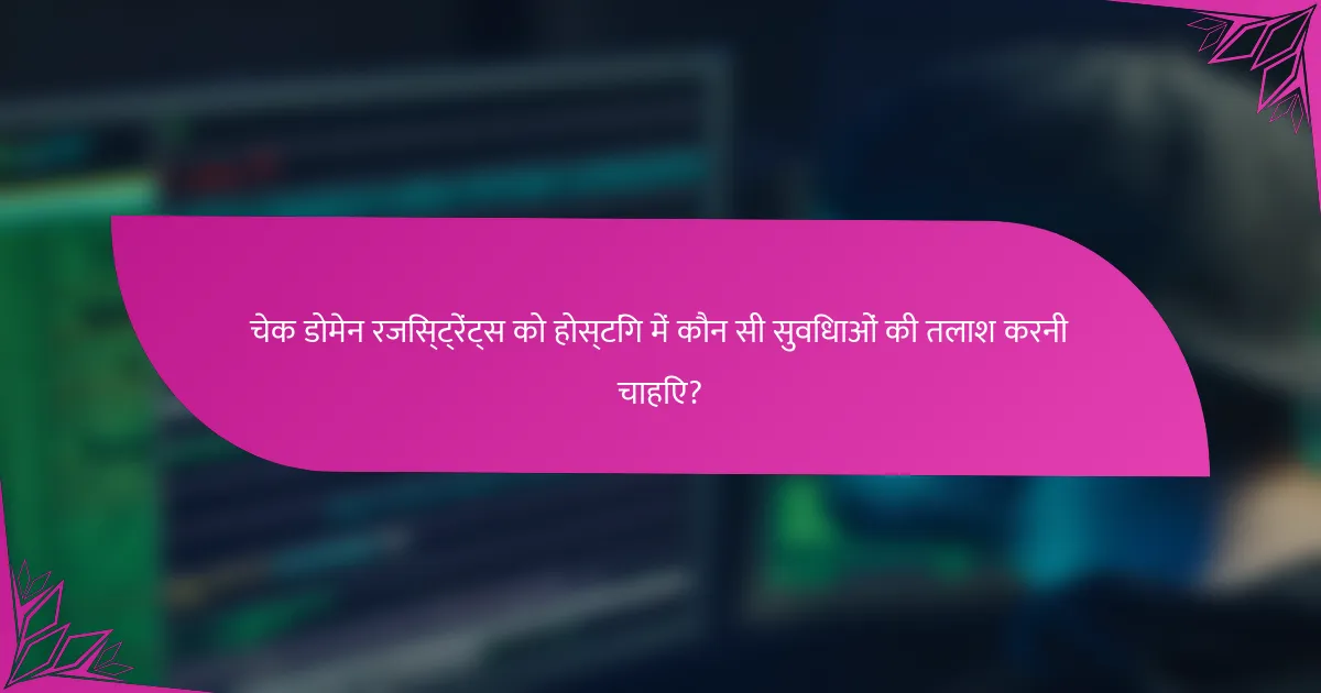 चेक डोमेन रजिस्ट्रेंट्स को होस्टिंग में कौन सी सुविधाओं की तलाश करनी चाहिए?