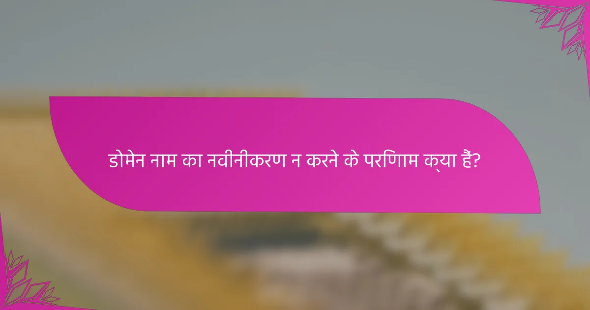 डोमेन नाम का नवीनीकरण न करने के परिणाम क्या हैं?
